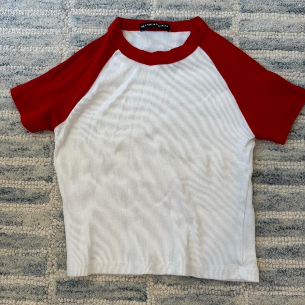 Red and white Brandy Melville baby tee